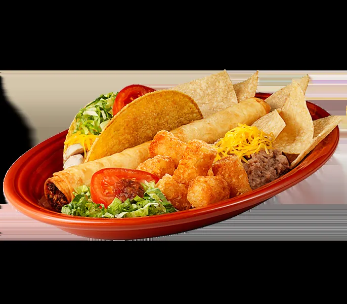 Taco Time Grilled Chicken Burrito Platter with price and calories